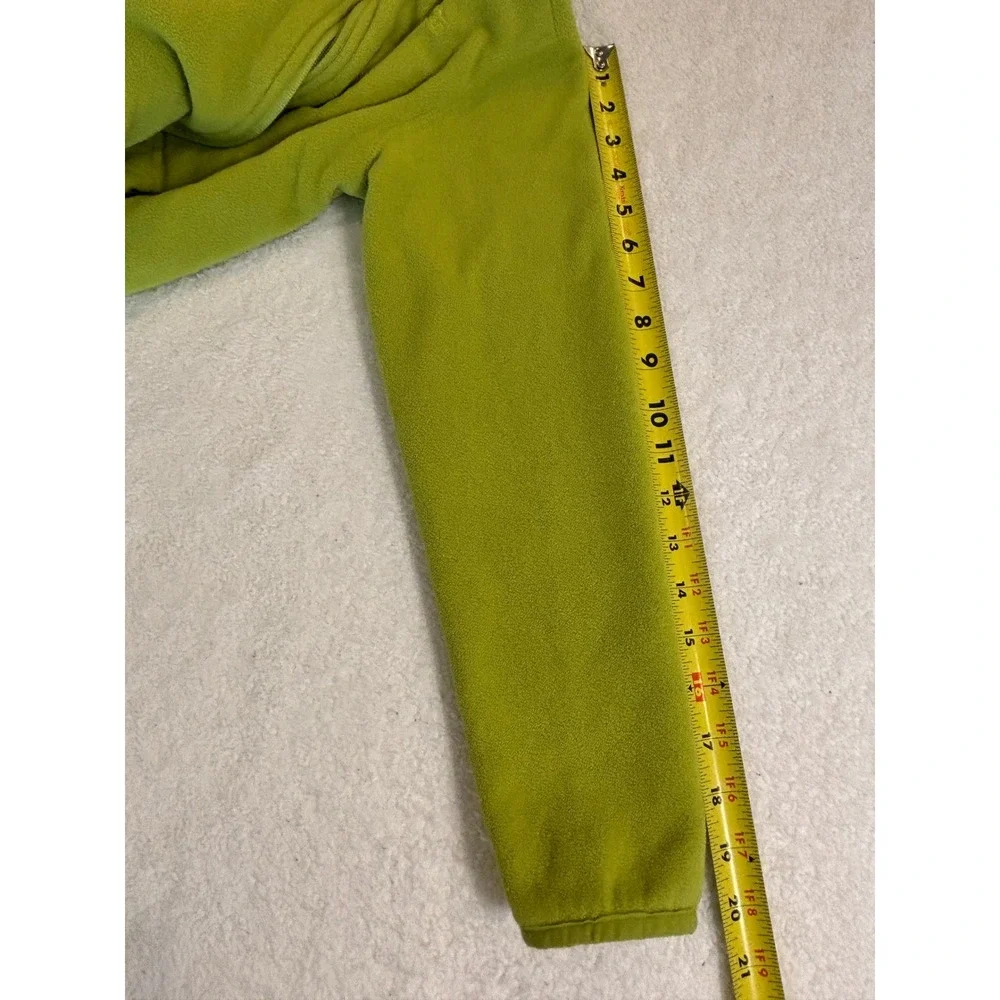 LL Bean Kids Full Zip Fleece Jacket Lime‎ Green Sherpa Lined Mock Neck XL 18-20